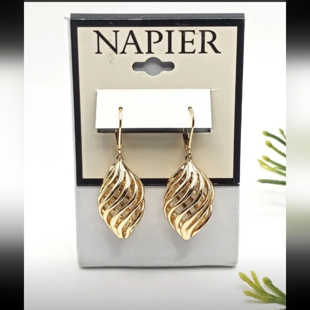 Napier Golden Spirals Round Drop Earrings